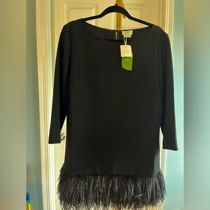 NWT Kate Spade New York Feather-Trimmed Crepe Dress or Tunic